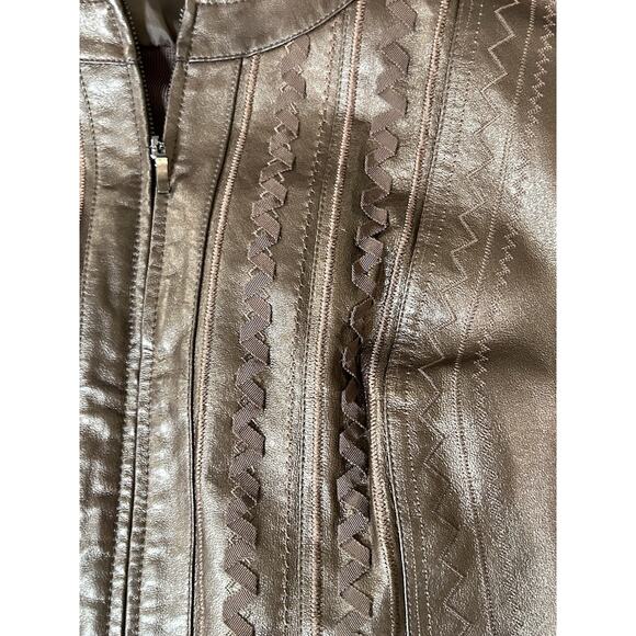 Nygard Women’s Genuine Leather And Knit Full Zip Jacket Bronze Plus Size 3XL - Picture 5 of 9
